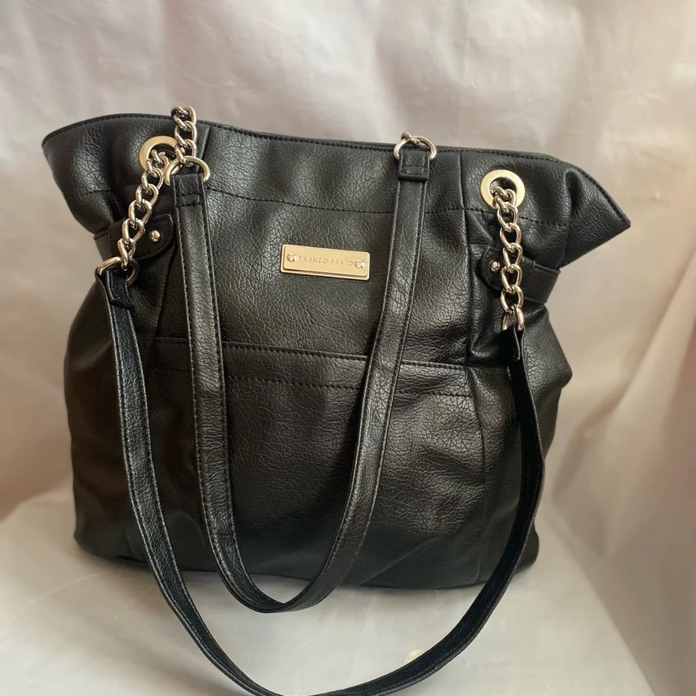 Franco Sarto Black Tote with Chain Accents